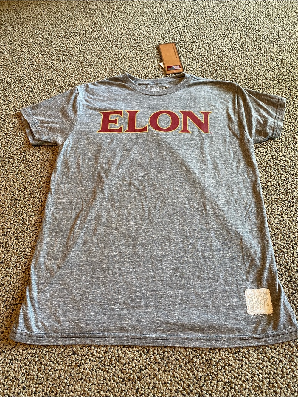 Original Retro Brand Gray Short-Sleeve T-Shirt with Red Elon Logo